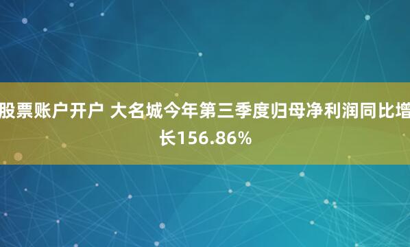 股票账户开户 大名城今年第三季度归母净利润同比增长156.86%